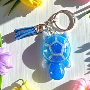 Blue Turtle Keychain with Tassel